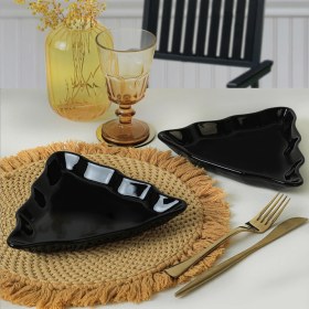 Resim Keramika Yılbaşı Siyah Çam Kayık Tabak 22 cm 2 Adet 650 