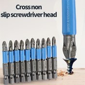 Resim 6 adet Manyetik Kaymaz Matkap Uçları, PH1, PZ1, PH2, PZ2, PH3 ve PZ3 dahil, 50mm Uzunluklu Çapraz Kafa ile Dişli, 1/4" Hex Shank Tek Başlı Matkap Uçları Elektrikli Tornavida Matkap için 