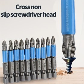 Resim 6 adet Manyetik Kaymaz Matkap Uçları, PH1, PZ1, PH2, PZ2, PH3 ve PZ3 dahil, 50mm Uzunluklu Çapraz Kafa ile Dişli, 1/4" Hex Shank Tek Başlı Matkap Uçları Elektrikli Tornavida Matkap için 