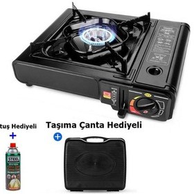 Resim Taşınabilir Tekli Portatif Kamp Ocağı Piknik Ocağı+ Kartuş +çanta Çok Renkli 