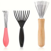 Resim 3'lü saç fırçası temizleme aracı seti - dayanıklı plastik tarak çıkarıcı ve pençe tarağı, ev ve kuaför kullanımı için uygun 