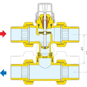 Resim CALEFFİ Seri 678060 Üç-yollu, by-pass T-bağlantılı zon kontrol vanası. 