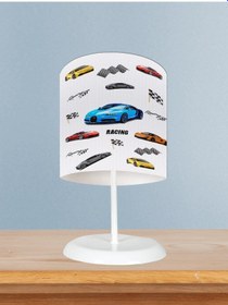 Resim Mekta Home Bebek Ve Çocuk Odası Yarış Arabalaları Desenli Abajur 