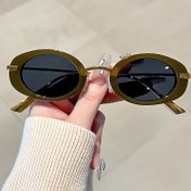 Resim Y2K Tarzı Retro Leopar Gradyan Gözlük - Oval Çerçeve ve Metal Çerçeveli, Günlük Kullanım ve Fotoğrafçılık İçin İdeal 