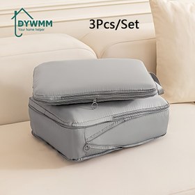 Resim 3 Adet DYWMM Ağır Hizmet Tipi Katlanabilir Sıkıştırma Depolama Çantaları, Fermuarlı, İçe Geçme Özellikli Seyahat Organizerleri, Çamaşır, Çorap ve Mevsimlik Eşyalar İçin - Dayanıklı Kumaş ile Valiz İç İnceleme Torbaları Çok Amaçlı, Seyahat Çamaşır İpi, Kıyafetler için Depolama Torbaları, Taşınabilir Giysi Depolama, Kirli Çamaşırlar İçin Seyahat Çantaları, Yer Tasarrufu Torbaları, Taşınma için paketleme malzemeleri, Oda veya Dolap İçin Çanta Düzenleyici, 