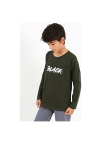 Resim Akbeniz Erkek Çocuk Uzun Kol Penye Pijama Takım 20437 Haki 