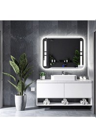 Resim Selyn Beyaz Led'li Lazer Kumlamalı Lavabo & Banyo Aynası Dokunmatik Sensörlü 70 X 45 