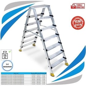 Resim Sözbir 7+7 Gold Alüminyum Çift Çıkışlı Merdiven 