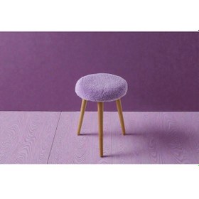 Resim Modern Ahşap Ayaklı Teddy Kumaş Tabure Makyaj Masası & Ayak Dinlendirme Elegant Mor Mor 