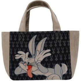 Resim Dogo Kadın Vegan Siyah Medium Tote Bag - Warner Bros Bugs Bunny Playful Bugs Tasarım Açık Bej - Kahverengi 