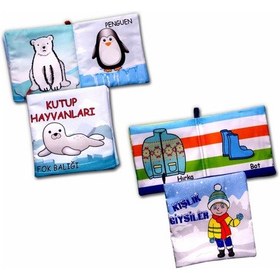 Resim 2 Kitap Tox Kutup Hayvanları ve Kışlık Giysiler Kumaş Sessiz Kitap 