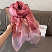 Resim Kadınlar için 190x70cm'lik, Yumuşak Pembe Şeffaf Şal, Dekoratif Nokta ve Çizgi Desenleri ile, Nefes Alabilen ve Hafif, Günlük Giyim için Şal 