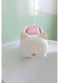 Resim Sevimli Kedi Sabunluk Plastik Banyo Dekoratif Aksesuar 
