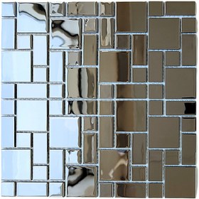 Resim MozaiKristaL Mutfak tezgah arası ve iç dekorasyon için Gümüş Krom, 30x30cm Fileli Kristal Mozaik. (1 m2 Fiyatı) 
