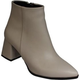 Resim Yazkış Kadın Siyah Krem 6cm Topuklu Sivri Burun Bot Krem 