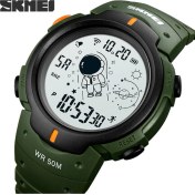 Resim Hanyang Yeşil Beyaz Skmeı Spor Saatler Erkek Saat Kozmonot Arama Süresi LED Işık Ekran Izle Erkekler Dijital Kol Saati 50 M Su Geçirmez Reloj Hombre (Yurt Dışından) 