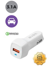 Resim S-Link Qalcomm 3.0 Hızlı Araç Şarj Cihazı Beyaz 