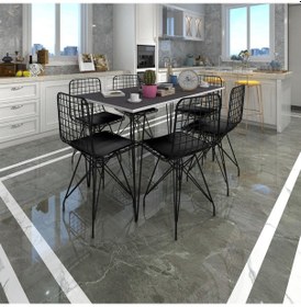Resim Knsz masa sandalye takımı hem75mazlum grisyh 130*070 6 sandalye syhsyh 