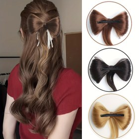 Resim MERISIHAIR 14 inç Dalgalı Klipsi Yarım Bowknot Moda Atkuyruğu Uzatımı - Sentetik Yüksek Sıcaklık Enerjili Fiber, Kadınlar için Doğal Görünüm Günlük Giyim 