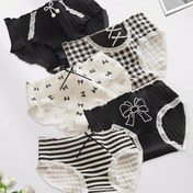 Resim 5 adet Kadın İç Çamaşırı Kızların Baskılı Şirin Üçgen Briefs Orta Bel Seamless Underpants Kadınlar Şerit İç Çamaşırı 