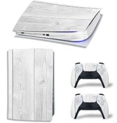 Resim Kt Grup Gri Ahşap Yüzey Playstation 5 Dijital versiyon Sticker Kaplama Seti 