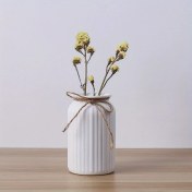 Resim Elmpaly Minimalist Dikey Çizgili Beyaz Vazo Dayanıklı Plastik Ofis Dekorasyonu 