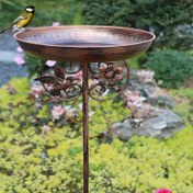 Resim Vintage Dökme Demir Kuş Banyosu Çeşmesi 5 Pençe Taban ile - Rustik Metal Kuş Besleyici ve Su Özelliği, Elektrik Gerektirmeyen Açık Hava Bahçe Dekoru için Kuşları Cazip Hale Getiriyor, Dekoratif Çiçek Tasarımı | El Yapımı Görünüm 
