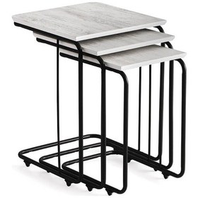 Resim TEKERLEKLİ C ZİGON SEHPA, BEYAZ SİYAH 