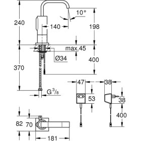 Resim Grohe Fotoselli Lavabo Bataryası Elektrikli çift sugiriş 36095000 