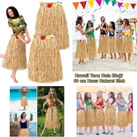 Resim Hawaii Tarzı Hula Eteği – 60 cm Hasır Naturel Etek 