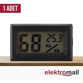 Resim ELEKTROMALL Mini Lcd Dijital Elektronik Siyah Termometre Higrometre Sıcaklık Nem Ölçer (KABLOSUZ) 2 Pil 