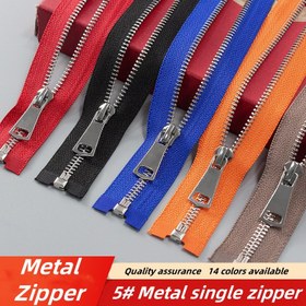 Resim 2 adet 5# Metal Tek Uçlu Fermuarlar Ceketler için - Dayanıklı Bakır Kaplama, Çeşitli Renkler (Siyah, Mavi, Turuncu, Kırmızı, Pembe, Beyaz), DIY Dikiş & El Sanatları için Yüksek Kaliteli Giysi Aksesuarları, Ceket Fermuarı 