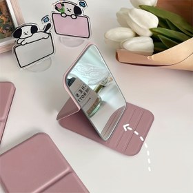 Resim Katlanabilir Mini Makyaj Aynası, Taşınabilir, Pembe, Elde Yıkanabilir, Zarif Tasarımıyla Günlük Kullanım İçin, Öğrenci Yurdu, Masaüstü Duruşu 