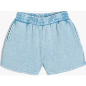 Resim Koton Basic Mini Şort Beli Lastikli Cepli Pamuklu Mavi 4skg40180ak Mavi 