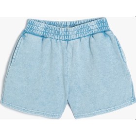 Resim Koton Basic Mini Şort Beli Lastikli Cepli Pamuklu Mavi 4skg40180ak Mavi 