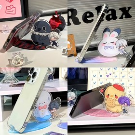 Resim 1 adet Aşk Ve Uzay Q Sürümü Cep Telefonu Tutucu, Sevimli Hayvan Cep Telefonu Tutucu, Ev Dekorasyonu, Akrilik Üç Boyutlu Süsler 