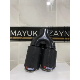Resim Mayuk Dizayn Akrapovic 76MM Çiftli Içi Krom Sağ Taraf Her Araca Uyumlu Egzoz Ucu 