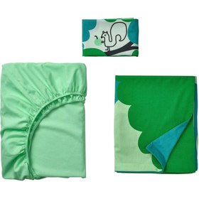 Resim IKEA GRONFINK Bebek Nevresim Takımı Ye?il Turkuaz 60x120 cm Pamuklu 