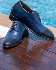 Resim Elevold El Yapımı Lacivert Renk Oxford Model 7 Cm Boy Uzatan Gizli Topuk Ayakkabı Damatlık Kundura 