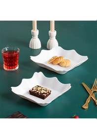 Resim Porsima Porselen 2li Sunumluk Kahvaltılık Mini Tabak Seti 19x21cm 