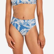 Resim Kadın Yüksek Bel Bikini Altı - Mavi - Palmiye Desenli - NORA 