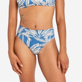 Resim Kadın Yüksek Bel Bikini Altı - Mavi - Palmiye Desenli - NORA 