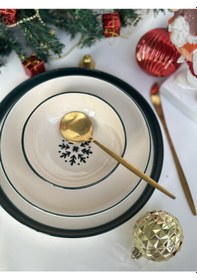 Resim 2 Kişilik 6 Parça Kar Tanesi Desenli Seramik Yemek Takımı Renkli 