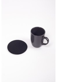 Resim Hakiki Kuzu Derisi Oval Bardak Altlığı 3 Adet Siyah 