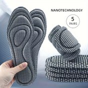 Resim 5 Çift / 10 adet Nefes Alabilen Hafıza Köpük Tabanlıklar] Erkekler ve Kadınlar için Rahat Hafıza Köpük Tabanlıklar - 3D Uygunluk, Nefes Alabilir ve Şok Emici Nano Teknoloji ile Petek Tasarım, İş Botları ve Ayakkabılar için Koku Dirençli Yastıklama İçleri, Zamansız Renkler 