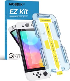 Resim MOBDIK Nintendo Switch OLED Model 2021 [EZ Kiti] [Otomatik Hizalama] için Temperli Cam Ekran Koruyucu - 2 Paket 