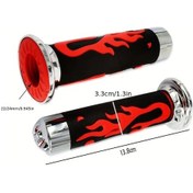 Resim Chuangyinshop Blue Flame Skull Design Motorcycle Handlebar Grips 22 24mm Dual Color Grafik Ergonomik Kontrol 