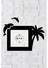 Resim Yunus Balığı Tasarım Priz Çerçevesi İç Ölçü 8,4x8,4 Cm Dekoratif Priz - Anahtar Çerçevesi 