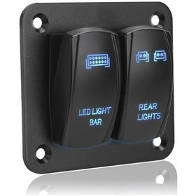 Resim Mavi 5 Pin On/off Geçiş Araba Atv Utv Ile Led Işık Kablo Demeti 2 Gang Rocker Anahtarı Panel Anahtarı Kontrol Paneli İç Parçaları 