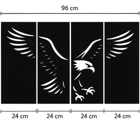 Resim lexi Beşiktaşlılara Özel Kartal Duvar Dekoru Siyah 4 Parça | Modern Pleksi Panel Tablo 96x54 cm 